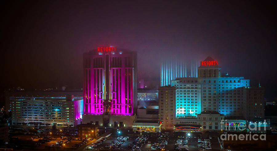 Foggy night in Atlantic City Photograph by Claudia M Photography
