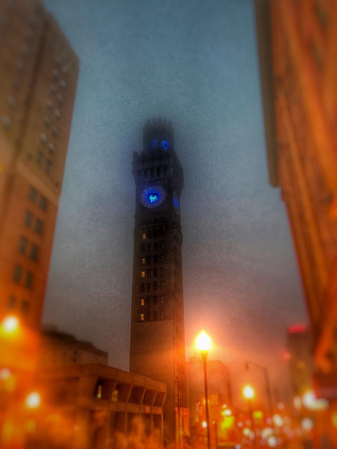 Foggy Night - The Bromo Seltzer Tower Photograph by Marianna Mills