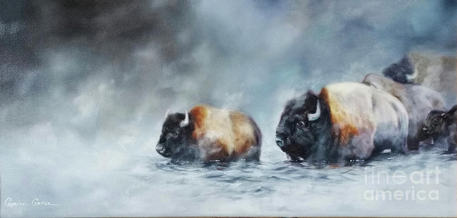Foggy River Crossing Painting by Charice Cooper