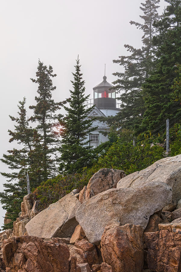 Foggy Sunset At Bass Harbor Lighthouse Photograph by Angelo Marcialis