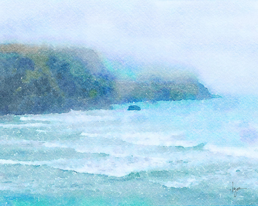 Foggy Painting - Foggy Surf by Angela Treat Lyon