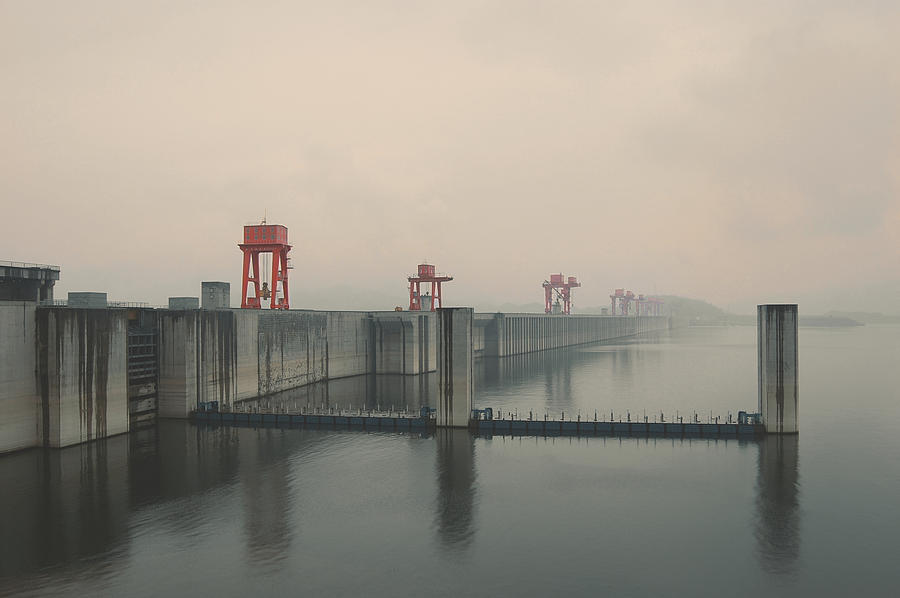 Nature Photograph - Foggy Three Gorges Dam by BONB Creative
