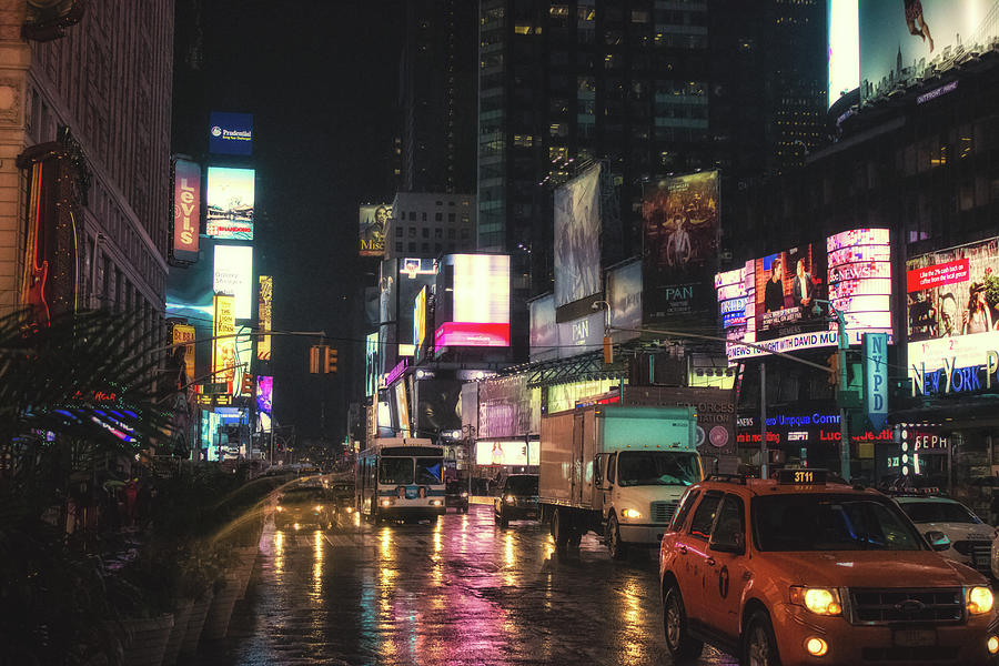 Foggy Wet Times Sq Photograph by Martin Newman - Fine Art America