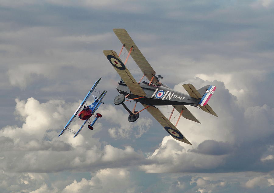 Fokker DVll and SE5 head to head Digital Art by Pat Speirs