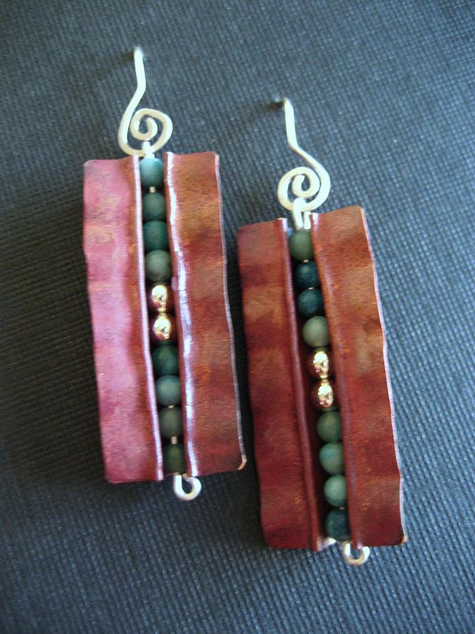 Copper Earrings Jewelry - Fold-formed copper earrings by Marilyn Bohanan