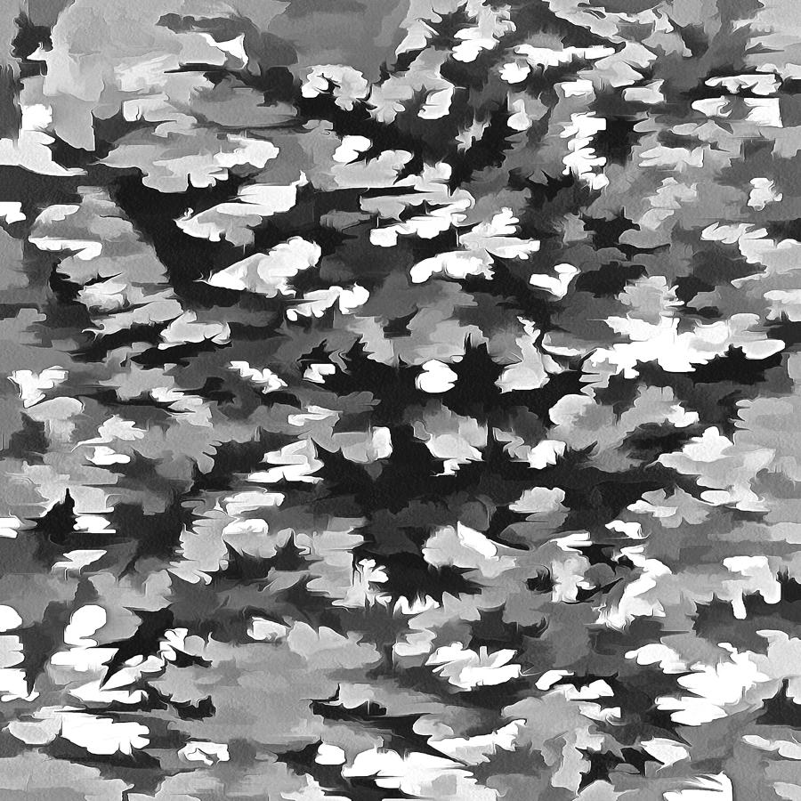 Foliage Abstract Pop Art In Monotone Black and White Digital Art by Taiche Acrylic Art
