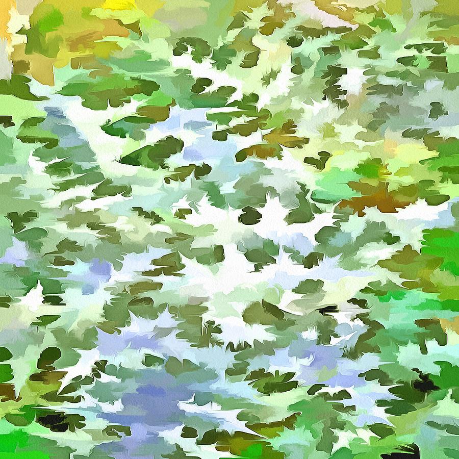 White, Green and Powder Blue Camouflage Pattern Painting by Taiche Acrylic Art