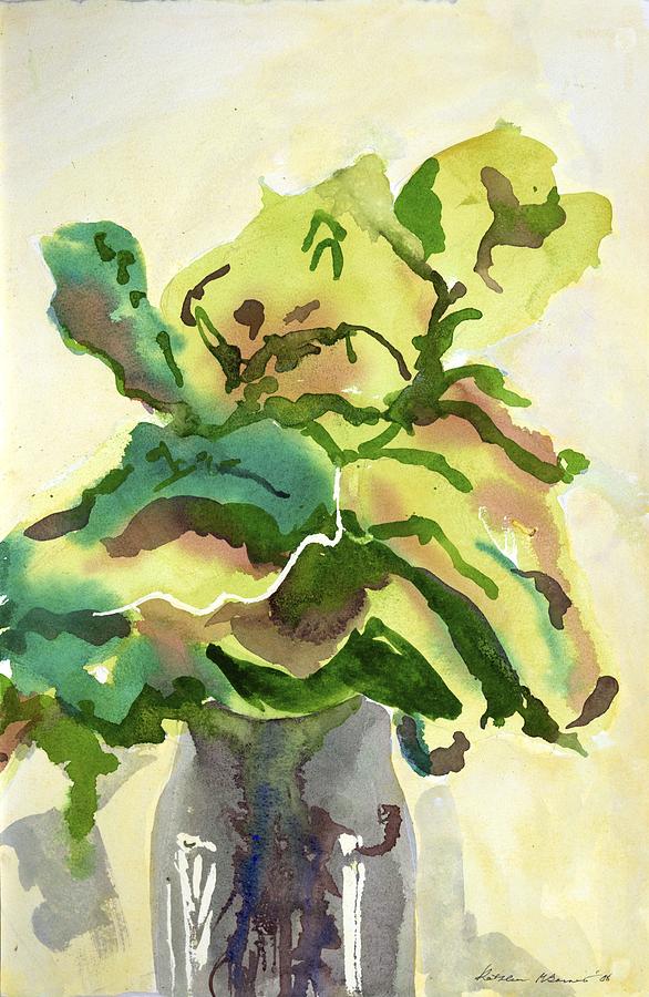 Foliage in Vase Painting by Kathleen Barnes