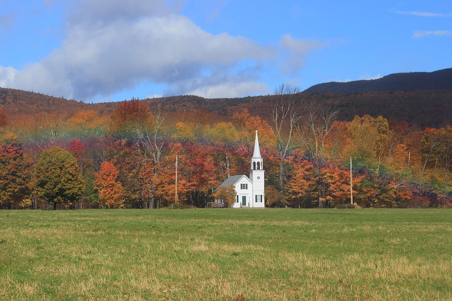 Foliage Rainbow and Church Woncalancet New Hampshire Photograph by John Burk