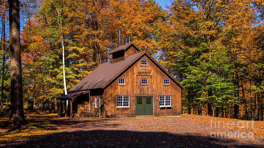 Foliage season at the Sugarhouse Photograph by Scenic Vermont Photography