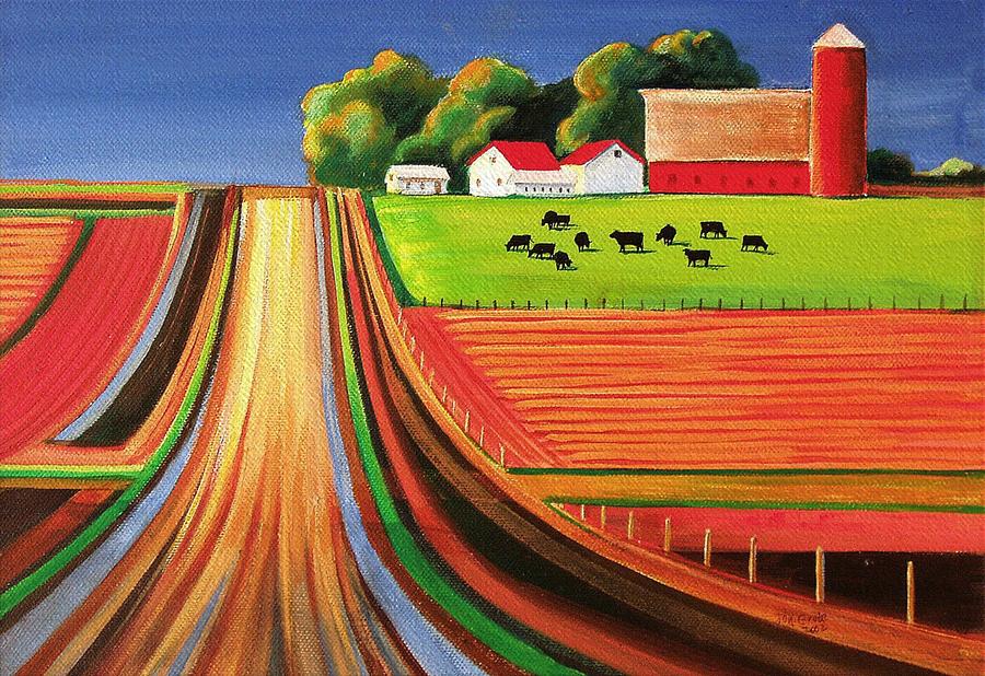 Cow Painting - Folk Art Farm by Toni Grote
