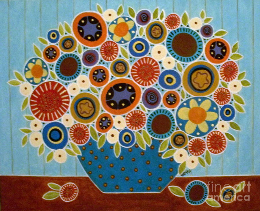 Flower Painting - Folk Blooms by Karla Gerard