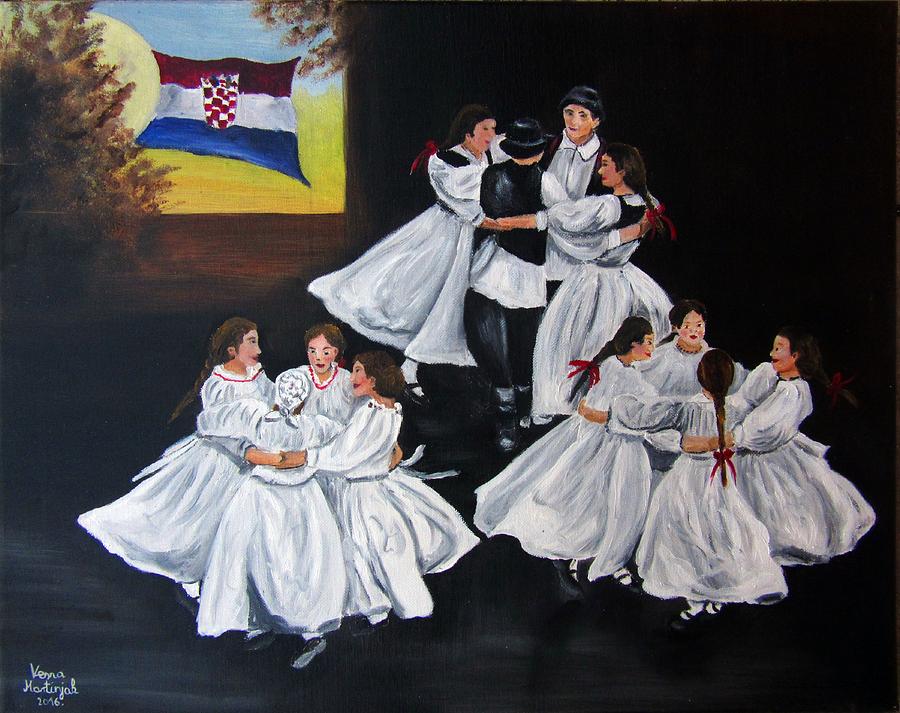 Folk Dancers Painting by Vesna Martinjak