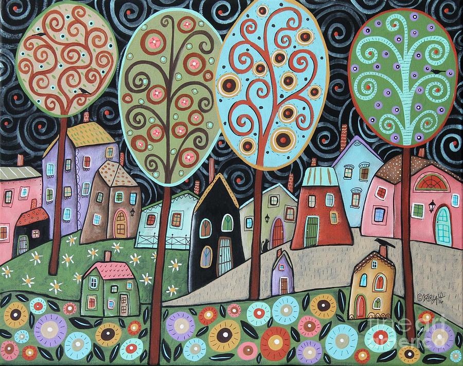Folk Village Painting by Karla Gerard