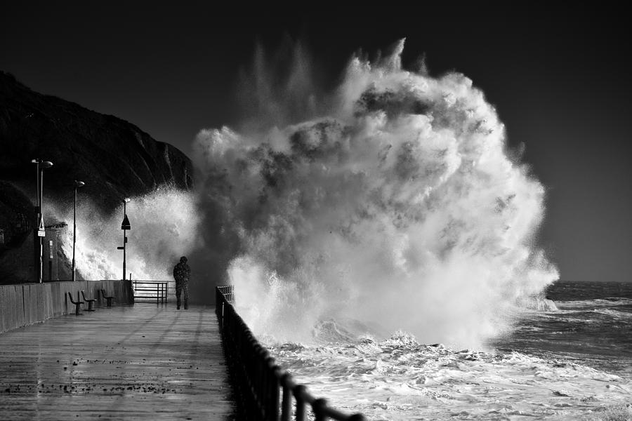 Winter Photograph - Folkestone Storm Imogen  by Ian Hufton