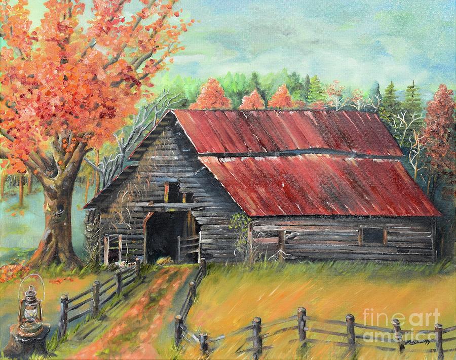 Follow the Lantern - Early Morning Barn- Annes Barn Painting by Jan Dappen