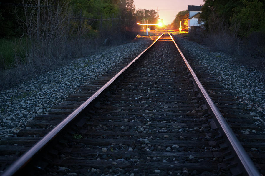 Railroad Photograph - Follow The Light by RonSher Brooks