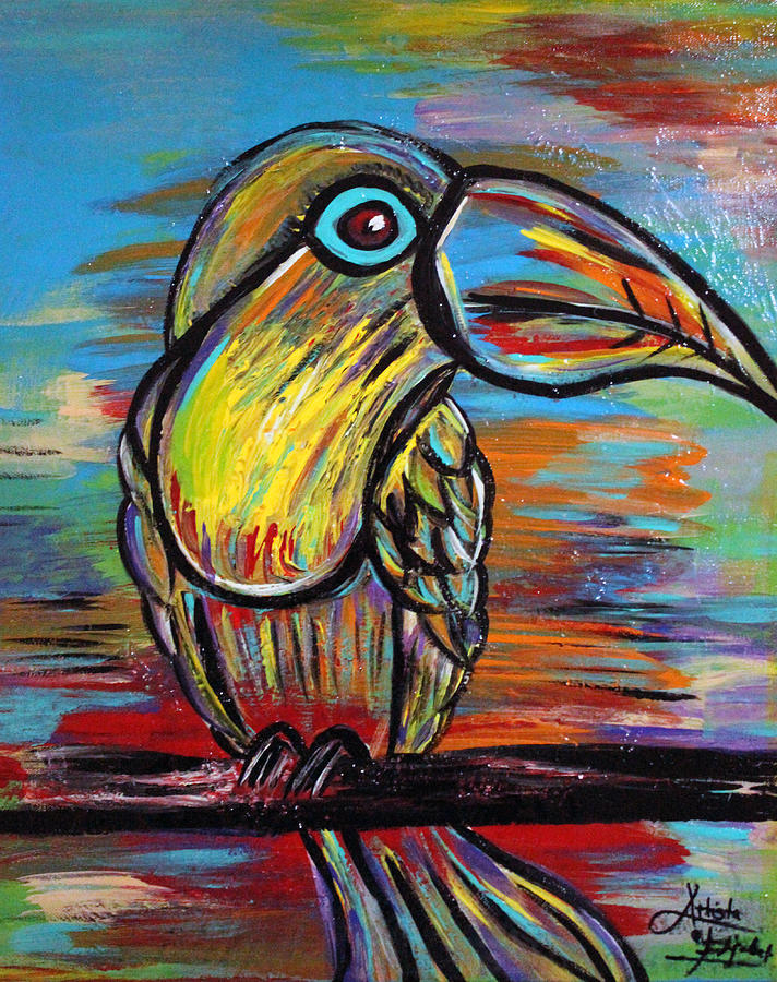 Toucan Painting - Follow your Nose by Artista Elisabet