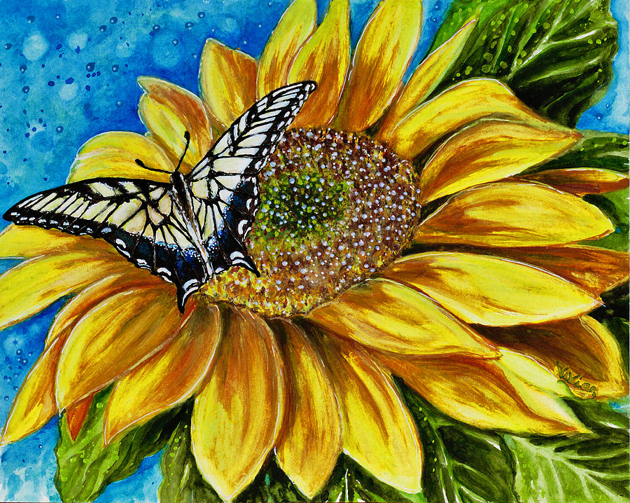 Sunflower Painting - Following The Sun by Vivian Casey Fine Art