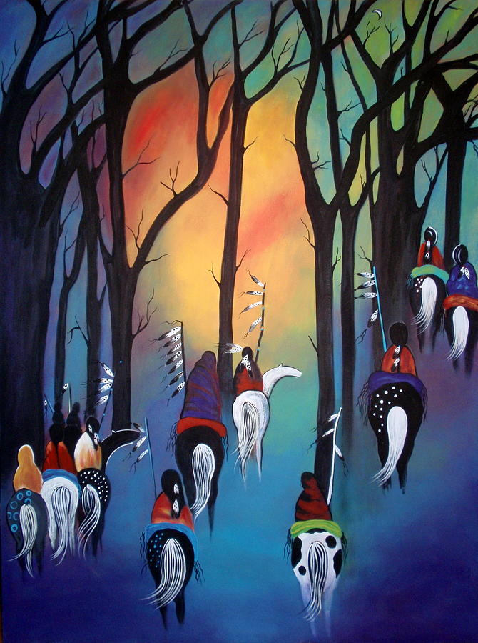 Native Americans Painting - Following the trail of the ancestors by Jan Oliver-Schultz