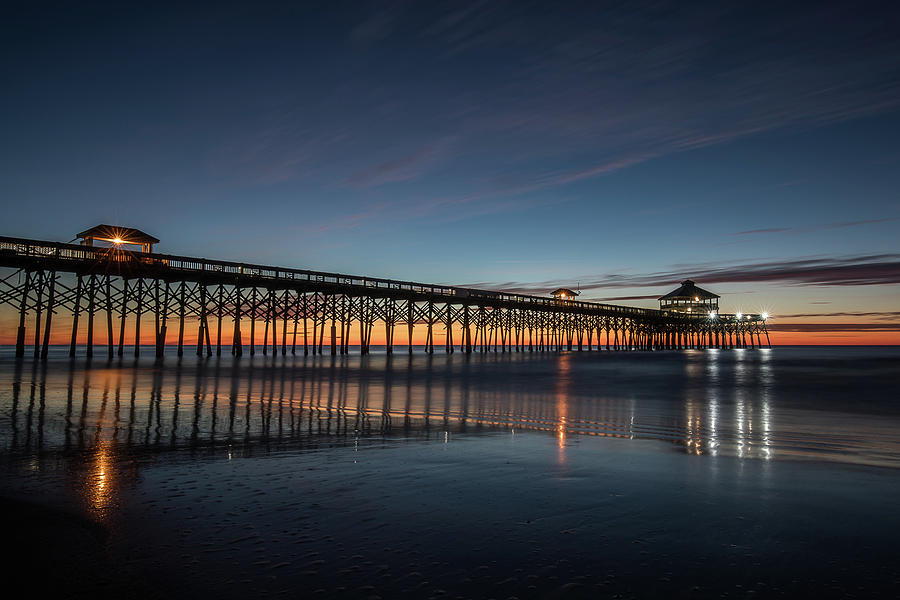 Folly Beach Pier Before Sunrise Photograph by Donnie Whitaker