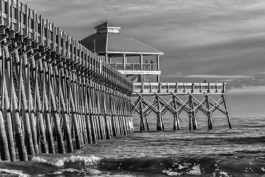 Folly Beach Pier Black and White Photograph by Donnie Whitaker