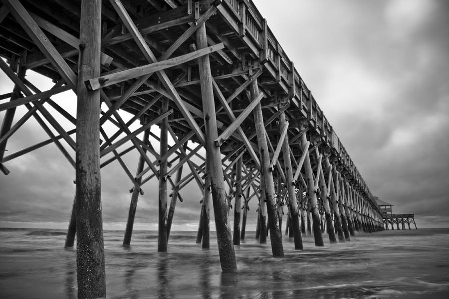 Folly Beach Pier Black and White Photograph by Dustin K Ryan