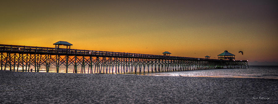 Folly Beach Pier Sunrise 2 Charleston South Carolina Art Photograph by Reid Callaway
