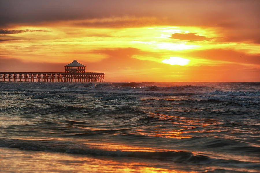 Folly Beach Pier Sunrise Photograph by Donnie Whitaker