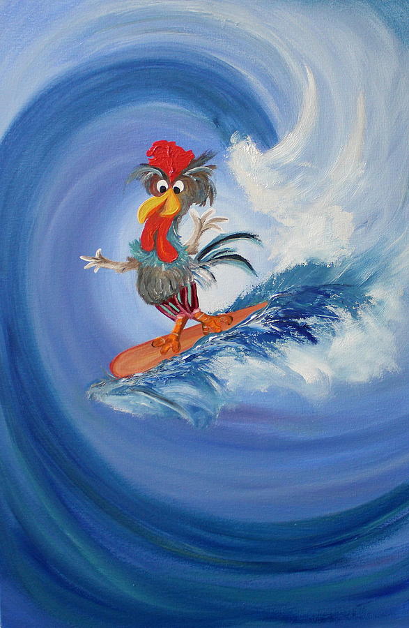 Chicken Painting - Folly Beach Wash-Out by Lisa Graves