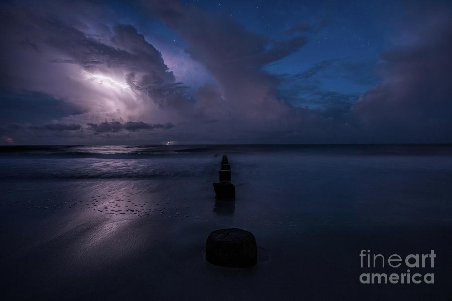 Folly Island Lightning Photograph by Robert Loe