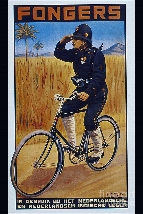 Fongers in Gebruik Bil Nederlandsche en Nederlndsch Indische Leger vintage cycle poster Painting by Vintage Collectables