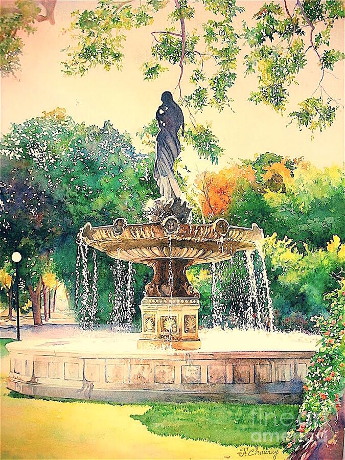 Fontaine2 - Paris - France Painting by Francoise Chauray
