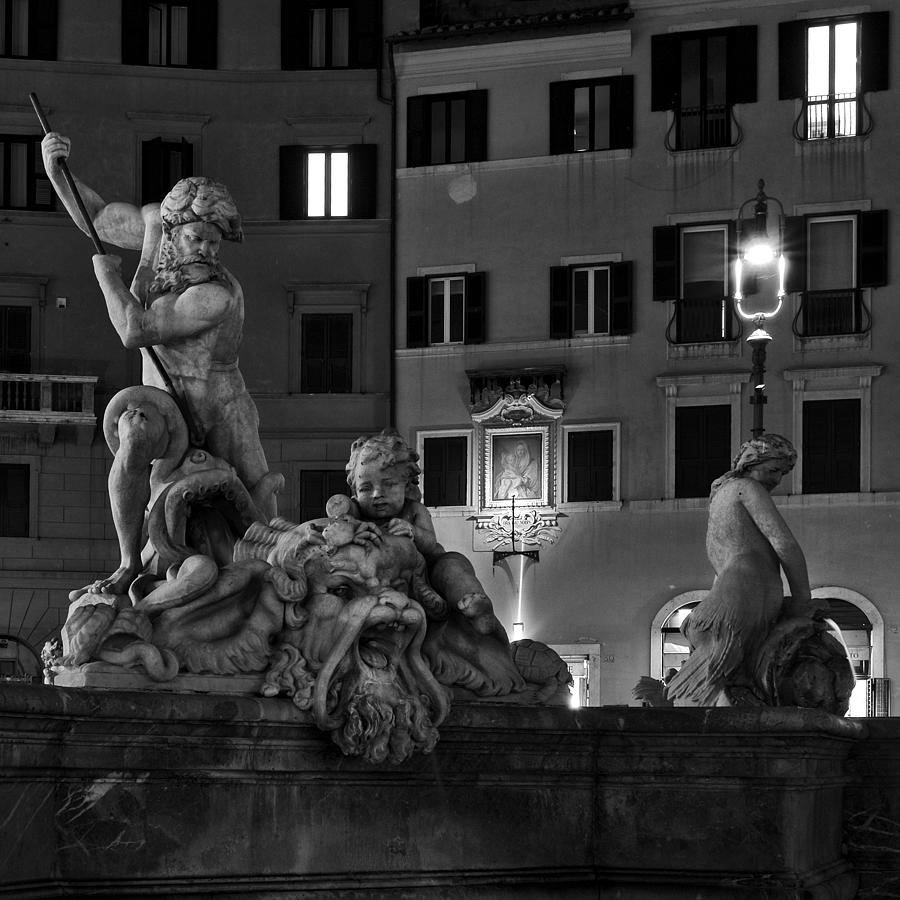 Architecture Photograph - Italy, Rome - Fontana del Nettuno in Piazza Navona by Fabrizio Troiani