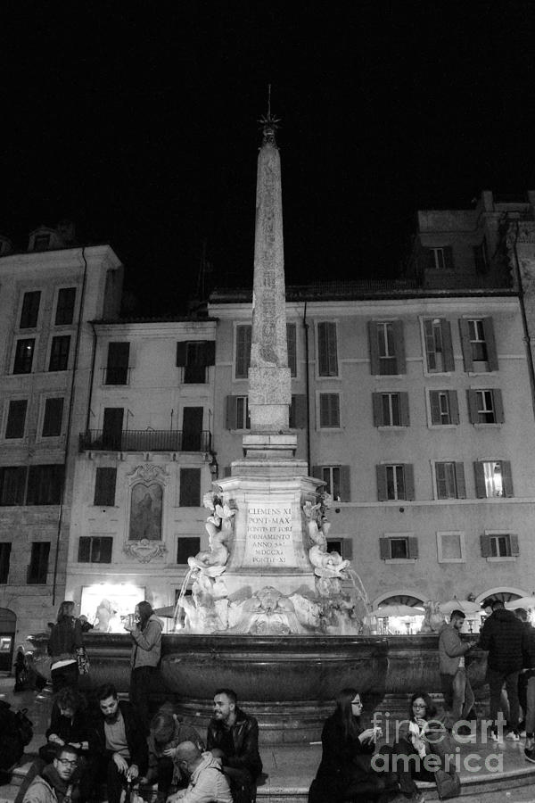 Fontana del Pantheon in Black and White Photograph by Angela Rath