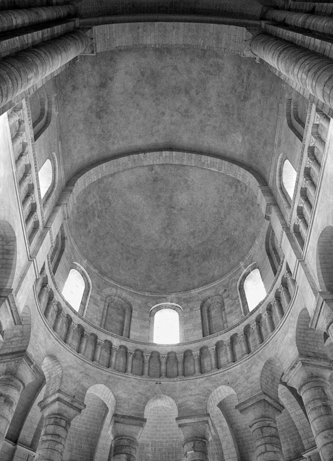 Fontevraud Abbey Ceiling BW Photograph by Dave Mills