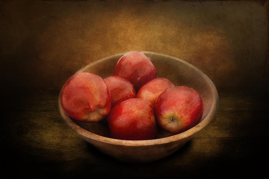 Vintage Photograph - Food - Apples - A bowl of apples  by Mike Savad
