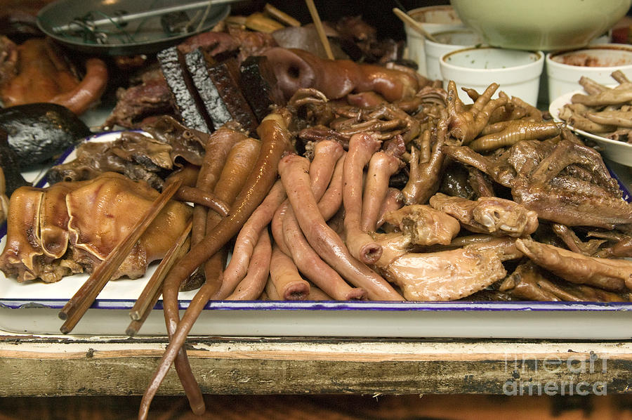 Pig Photograph - Food At Chinese Market by Inga Spence