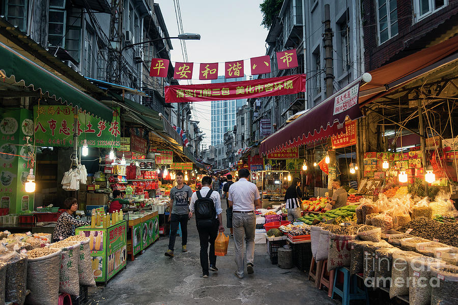 Food Shopping Market Street In Xiamen City China Photograph by JM ...