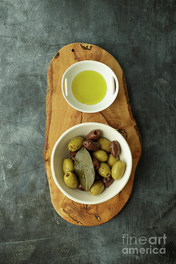 Greek Photograph - Food still life with olives by Edward Fielding