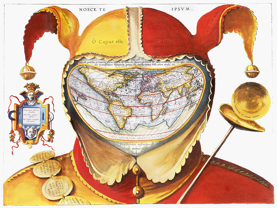 FOOLS CAP WORLD MAP, c1590 Photograph by Granger
