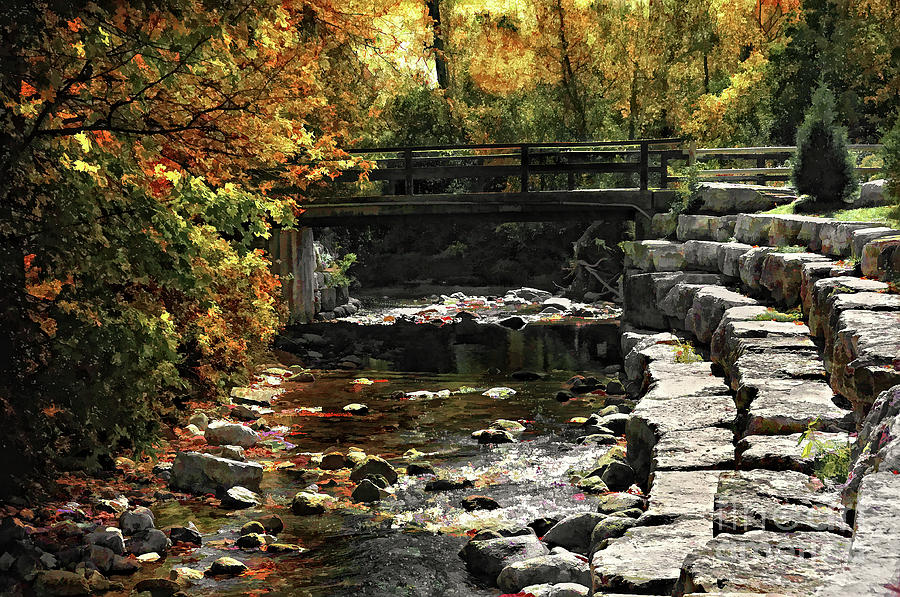 Foot Bridge in Autumn Photograph by Elaine Manley