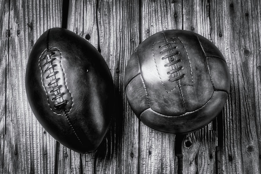 Football Photograph - Football And Soccer Ball by Garry Gay