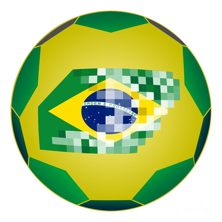 Football ball with Brazil flag Digital Art by Michal Boubin