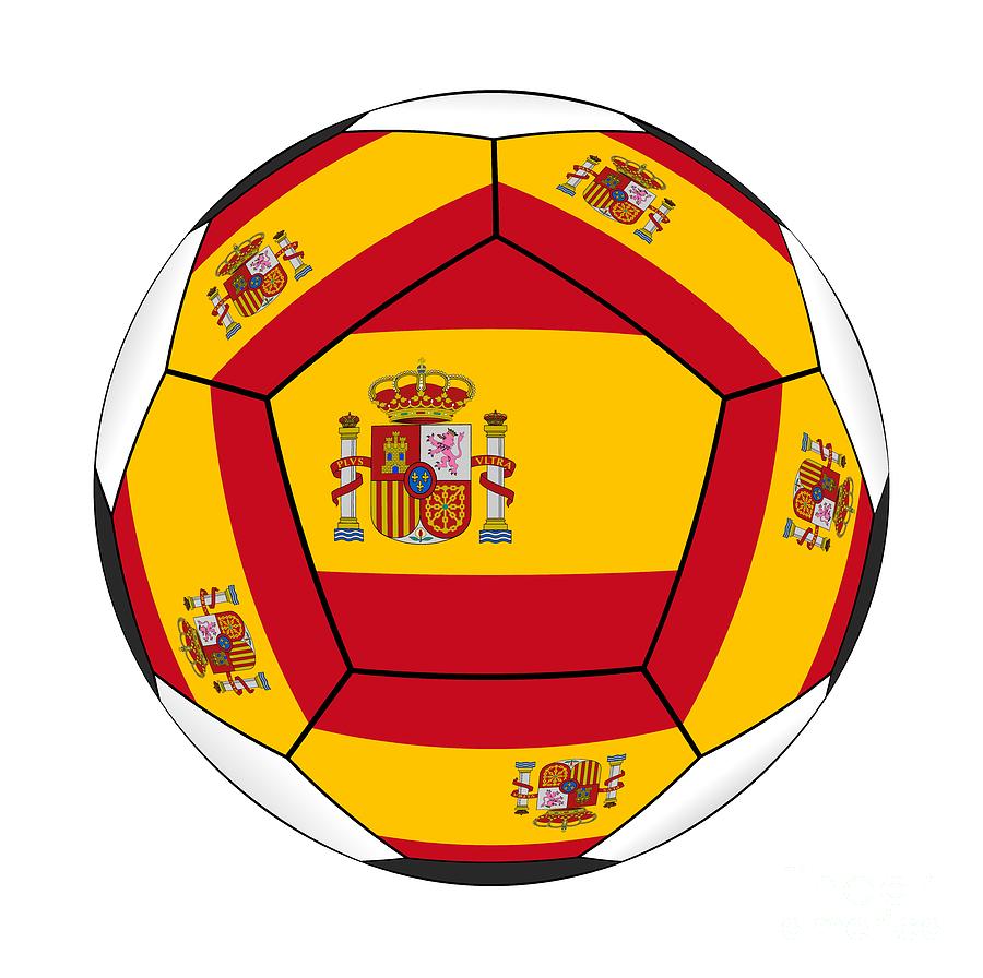 Football ball with Spanish flag Digital Art by Michal Boubin