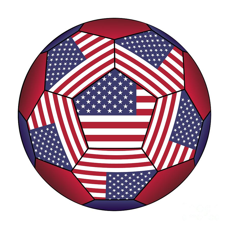 Football ball with United States flag Digital Art by Michal Boubin