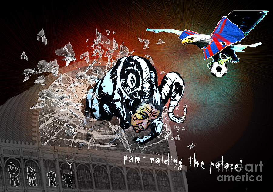 Football Derby Rams against Crystal Palace Eagles Painting by Miki De Goodaboom