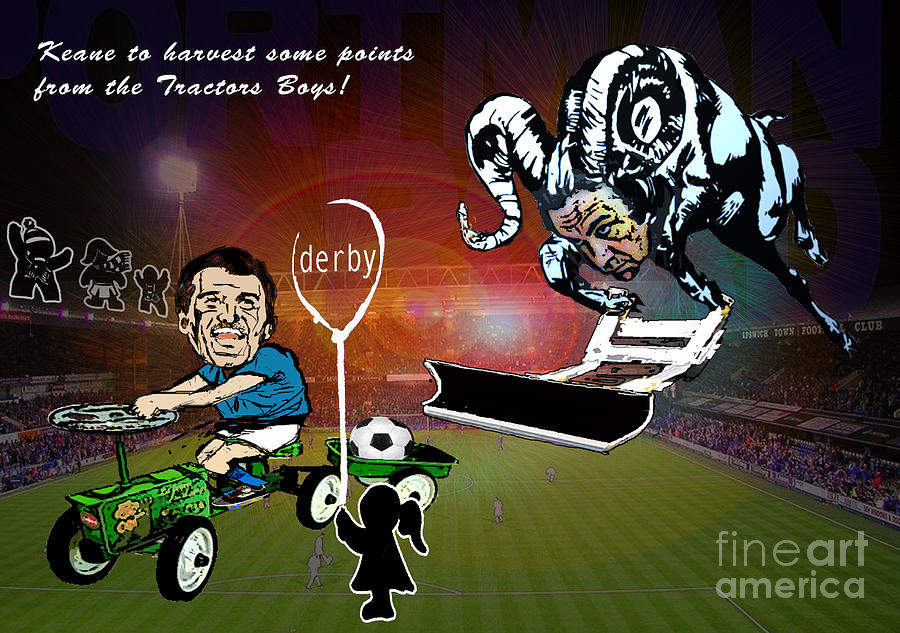 Football Derby Rams against Ipswich Tractor Boys Painting by Miki De Goodaboom