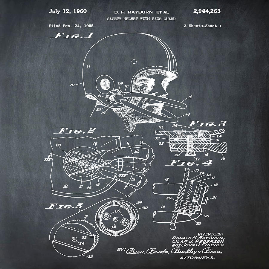 Football Helmet Patent 1960 Chalk Photograph by Bill Cannon