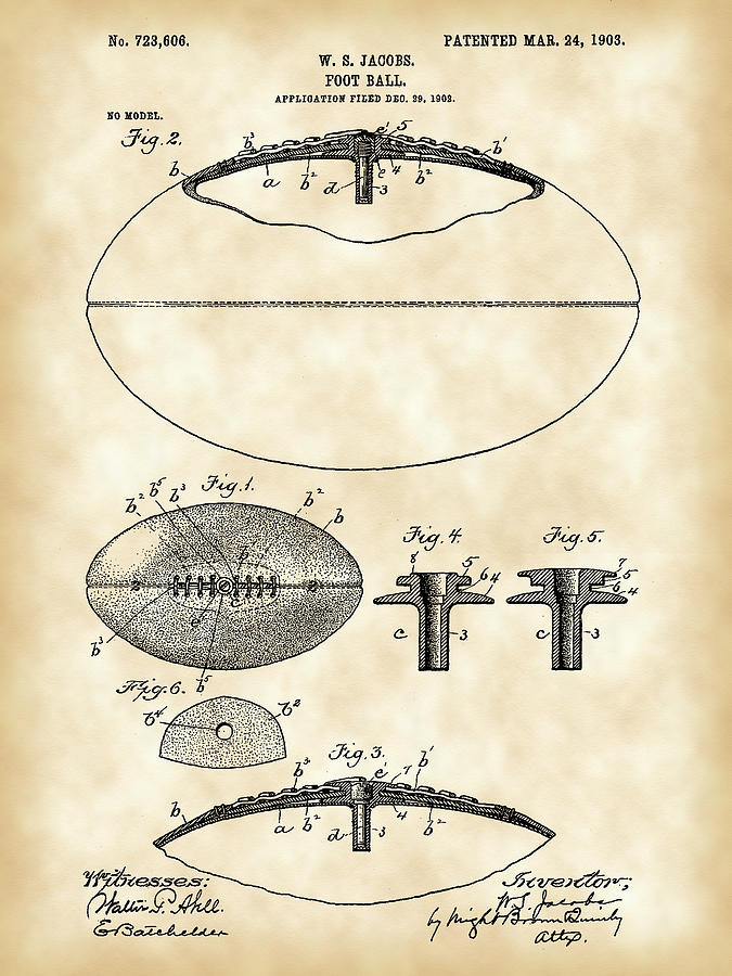 Football Patent 1902 - Vintage Digital Art by Stephen Younts